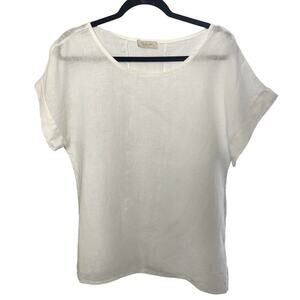 Bella Umbra Crisp White Linen Top, Made in Italy, Minimalist, Lagenlook, Boho S